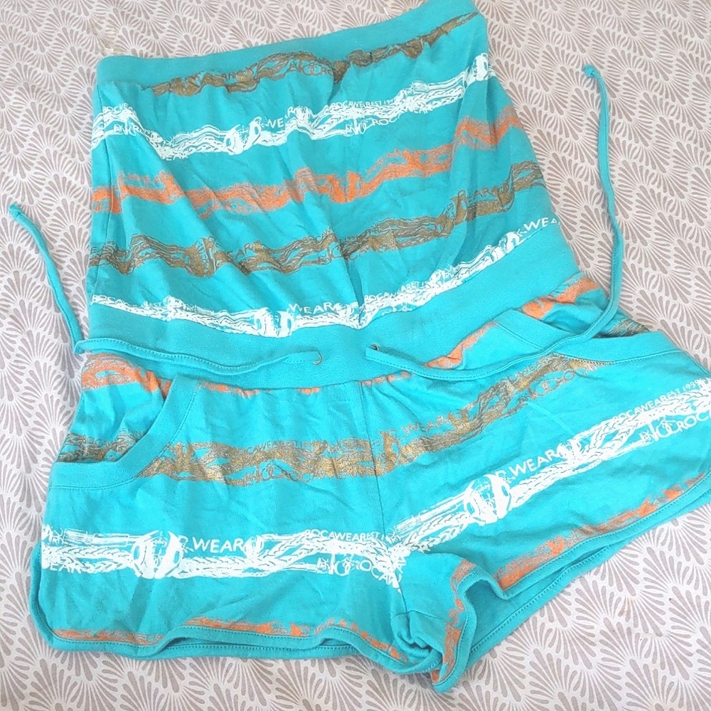 Tube-Top Shorts Romper (Turquoise) NWT